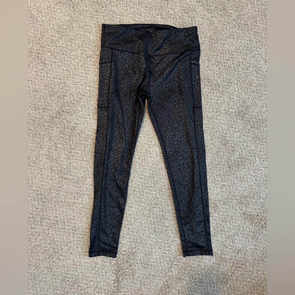 Black on black leopard leggings - onyx leopard